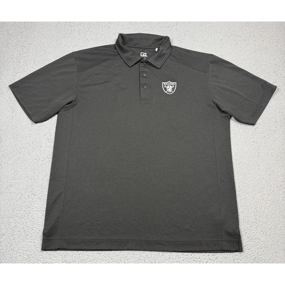 Las Vegas Raiders Polo Shirt Mens XL Black Cutter & Buck NFL Football CB DryTec